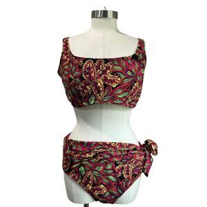 Pour Moi Tropical Bikini Set Top 38G Bottom 18 High Waist Swim